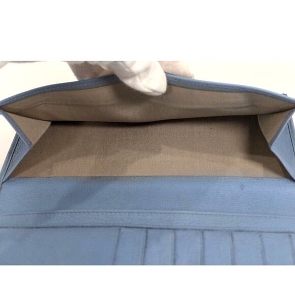 Authentic CHANEL Camellia Wallet Calfskin Wallet Light Blue - Picture 6 of 9